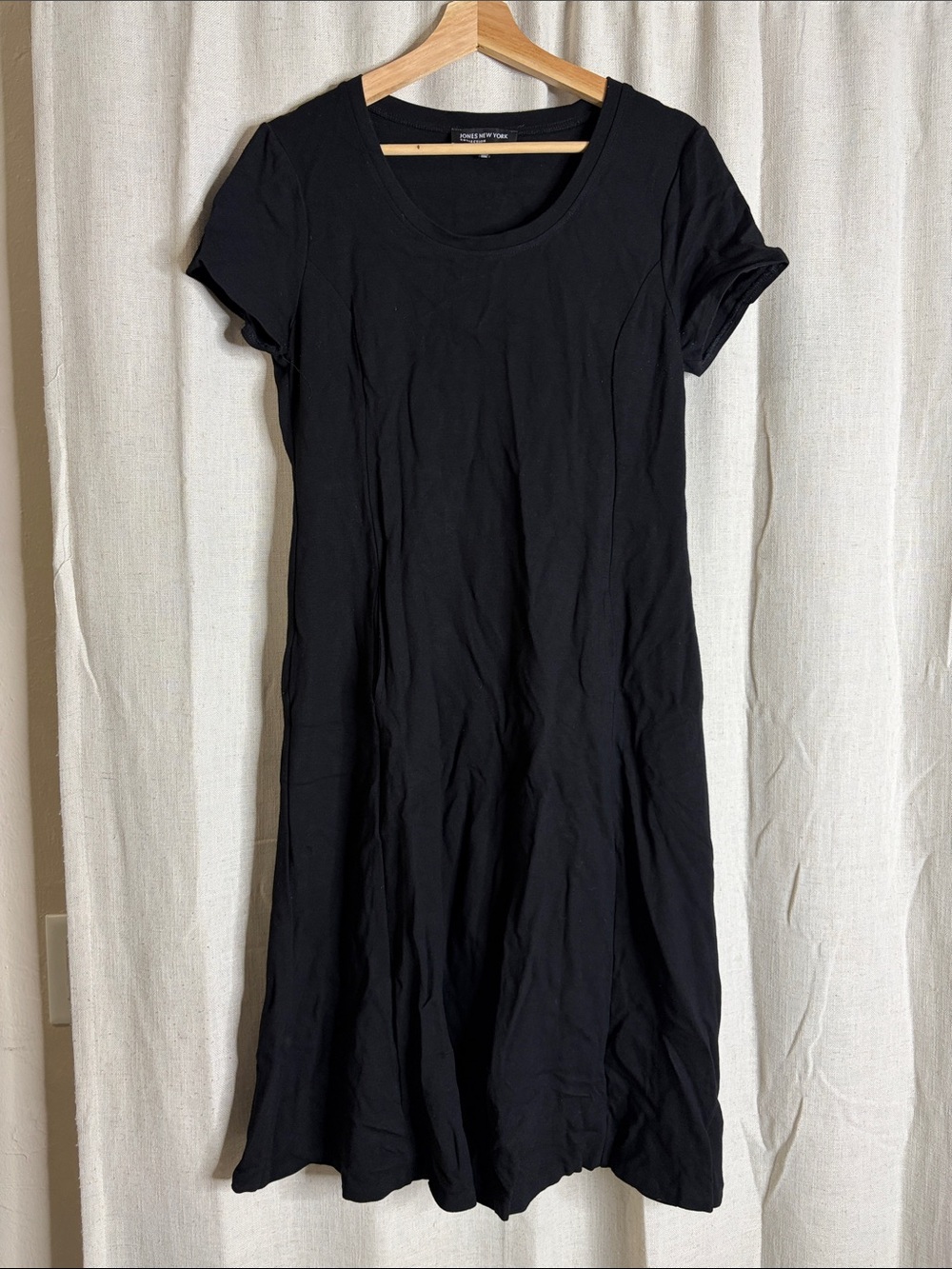 Jones New York Black Short-Sleeve Midi Dress